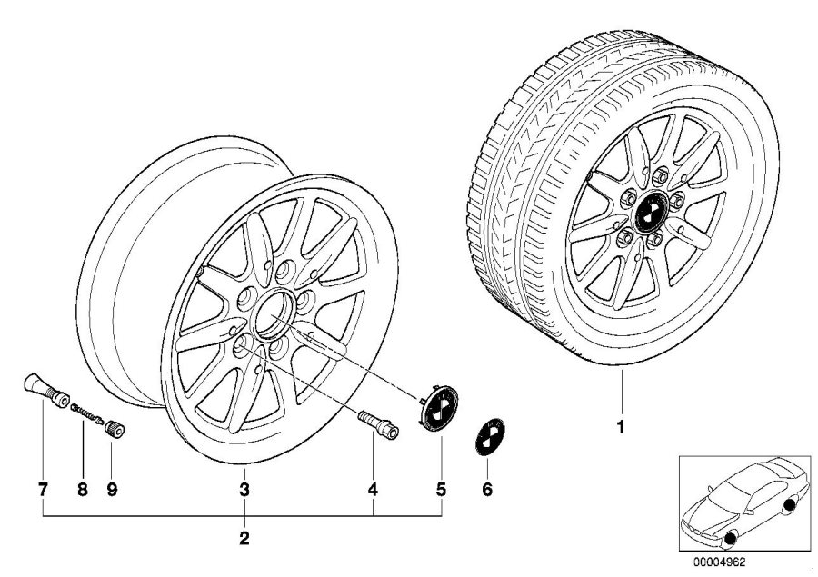 Le diagramme Jante à rayons sport II (Styl. 27) pour votre BMW 320i  