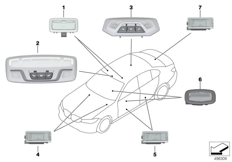 Diagram Interior lights for your 2021 BMW 230i   