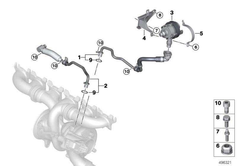 Diagram Engine cooling system exhaust turbo. for your 2018 BMW M6   