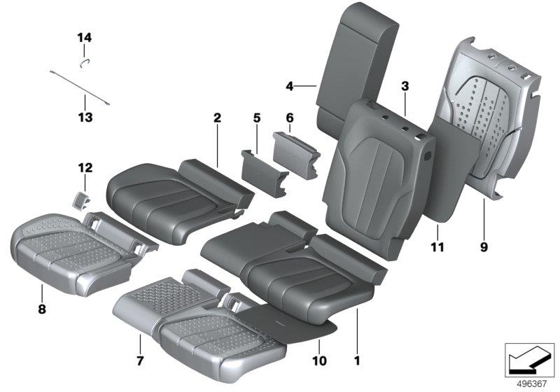 Diagram Seat rear, uphols & cover, Comfort seat for your 2019 BMW X6   
