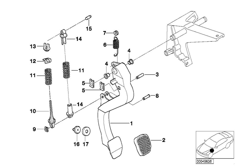 Diagram Pedals-supporting BRACKET/CLUTCH pedal for your 2014 BMW 750Li   