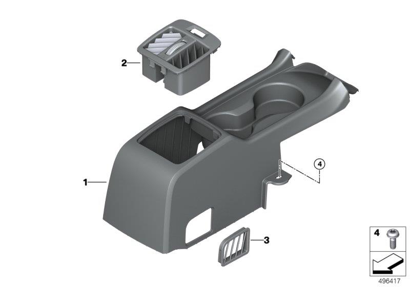 Diagram Seat, rear, center console, 3rd row for your BMW M6  