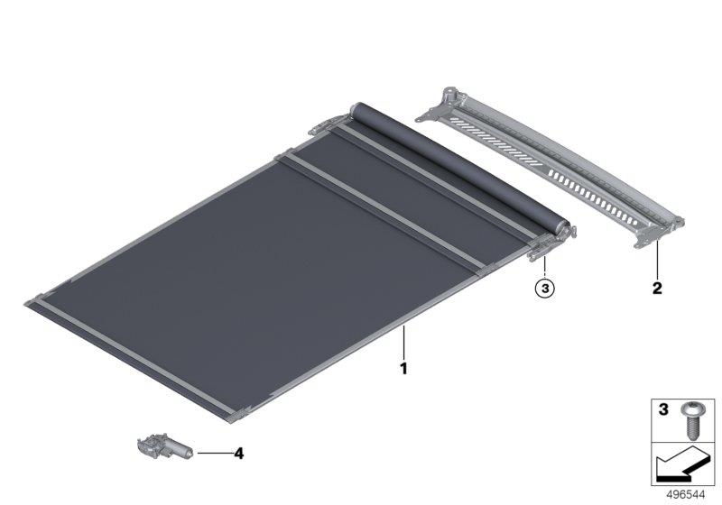 Diagram Panorama glass roof, roller for your 2023 BMW X3  30eX 