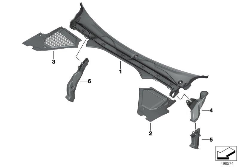 Diagram Trim, windshield cowl, outer for your 2014 BMW M6   