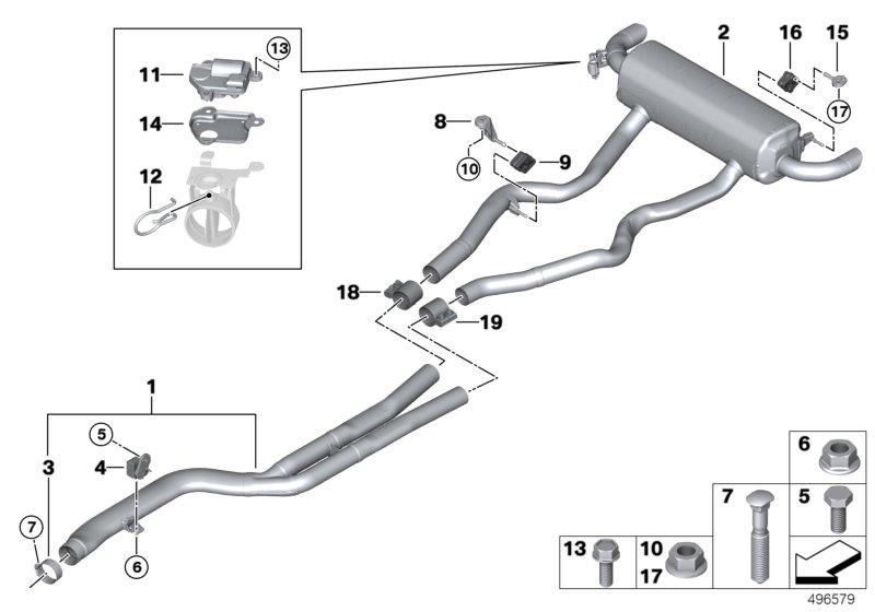 Diagram Exhaust system, rear for your 2021 BMW M340i   
