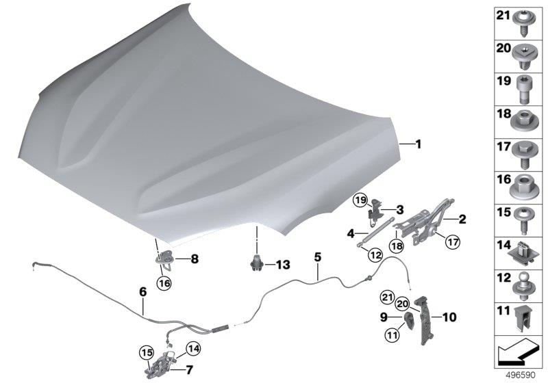 Diagram Hood / mounted parts for your 2018 BMW X2 28i  