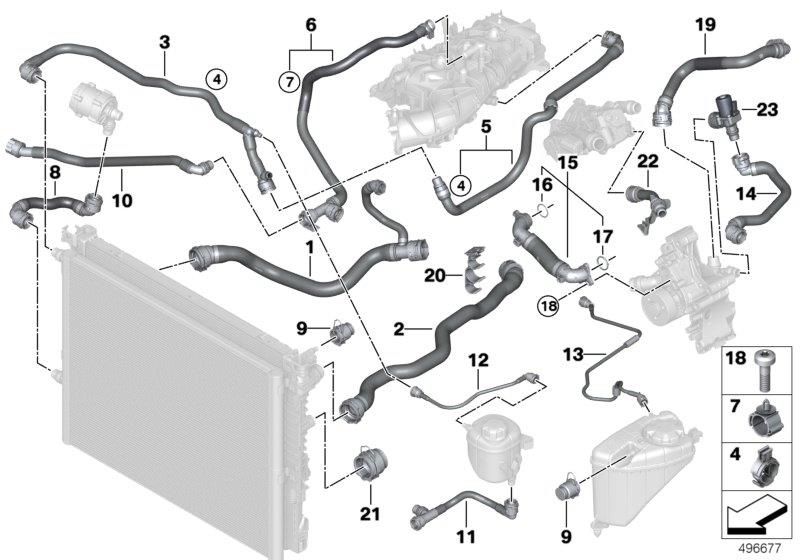 Diagram Cooling system coolant hoses for your 1988 BMW M6   