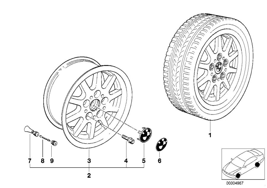 Le diagramme Jante à 10 rayons (Styl. 14) pour votre BMW 320i  