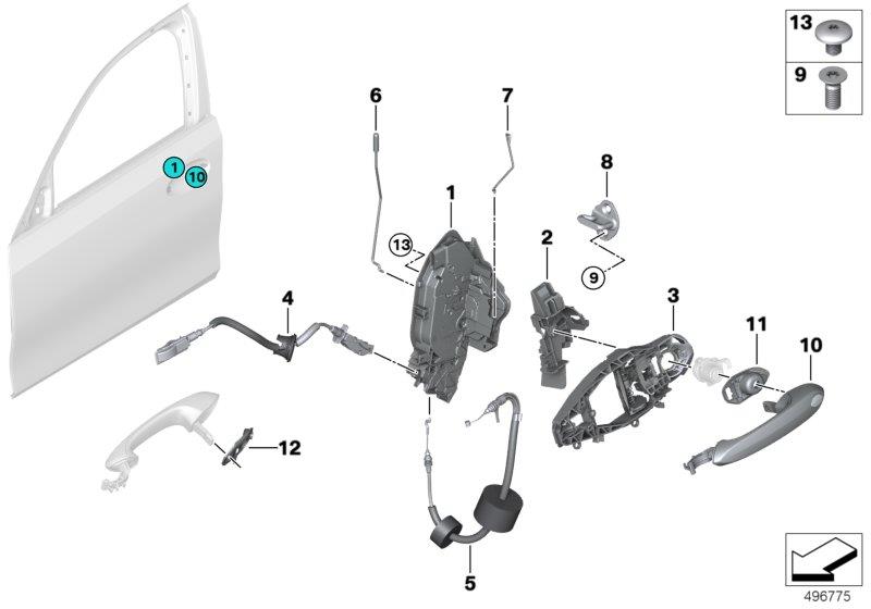 Diagram Locking system, door, front for your BMW