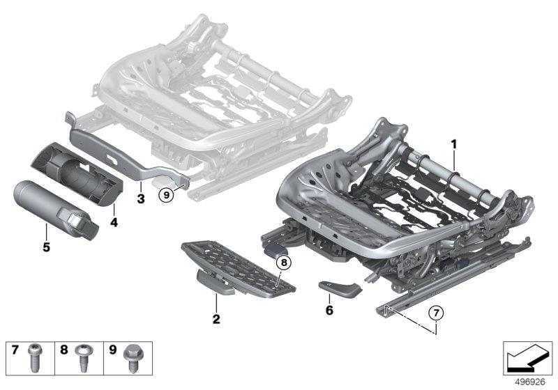 Diagram Seat, front, seat frame, manual for your BMW X2  
