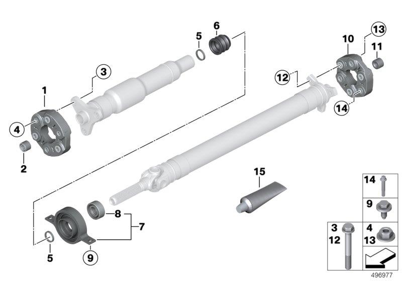 Diagram Drive shaft, single components, 4-wheel for your 2016 BMW 335iX   