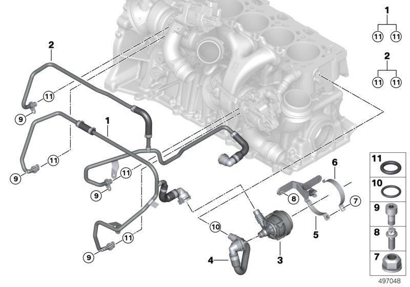 Diagram Engine cooling system exhaust turbo. for your BMW M6  