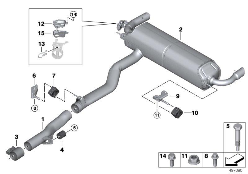 Diagram Exhaust system, rear for your BMW