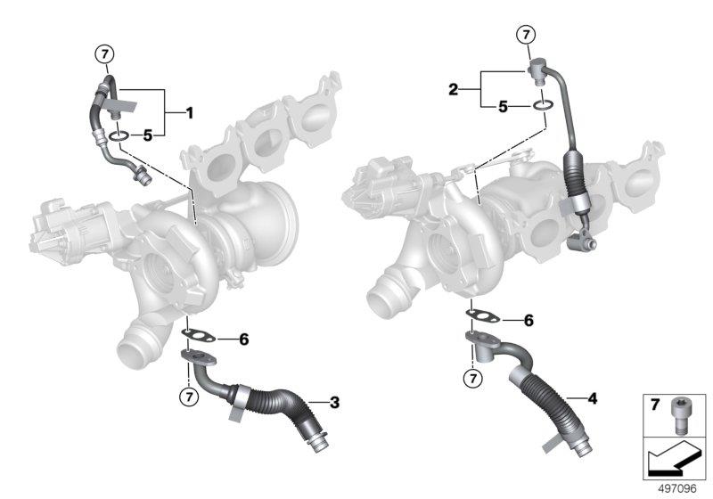 Diagram Oil supply exhaust turbocharger for your BMW