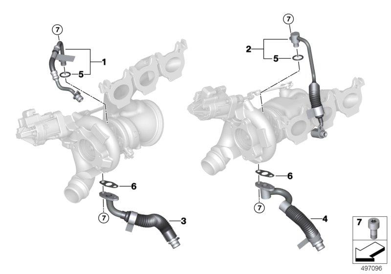 Diagram Oil supply exhaust turbocharger for your 2016 BMW 535i   