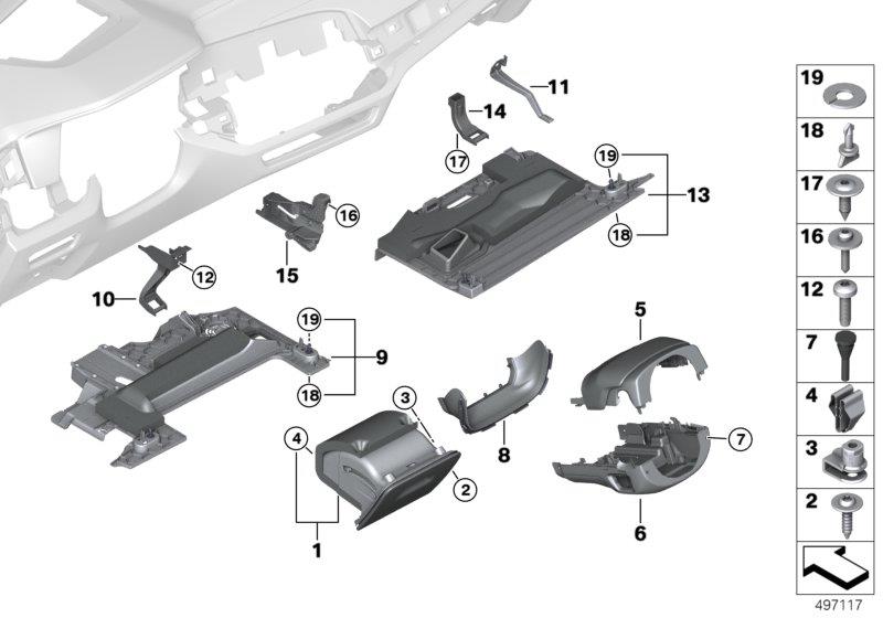 Diagram Mounting parts, I-panel, bottom for your 2015 BMW M6   