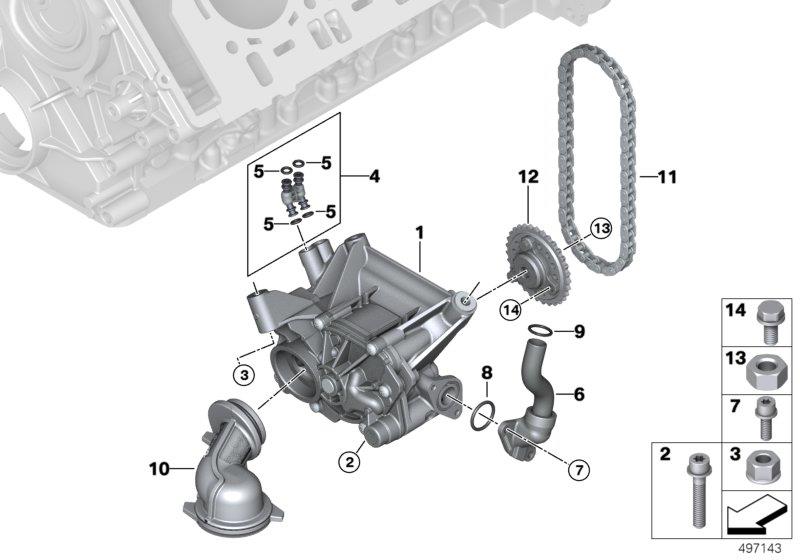 Diagram Lubrication system/Oil pump with drive for your 2016 BMW 535i   