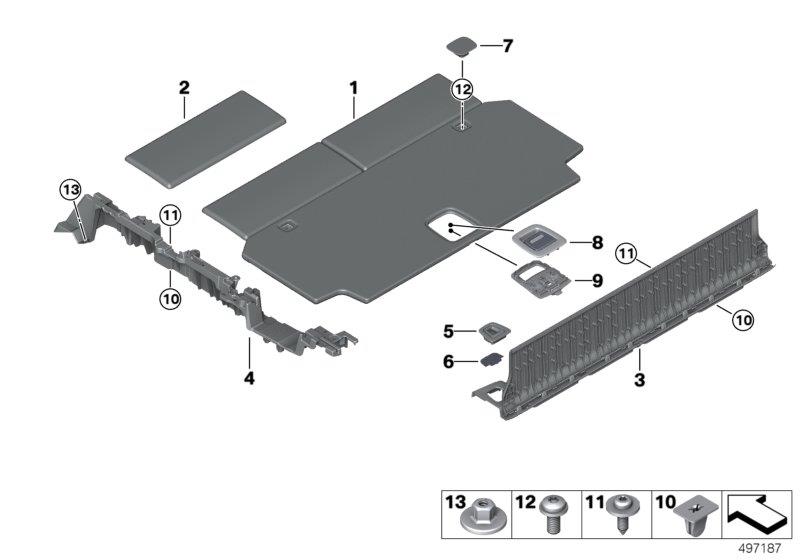 Diagram Trim panel, trunk floor, 7-seater for your 2007 BMW M6   