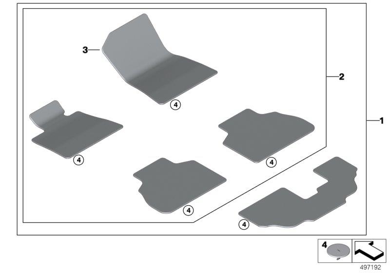 Diagram Floor mats, velours for your BMW 330i  