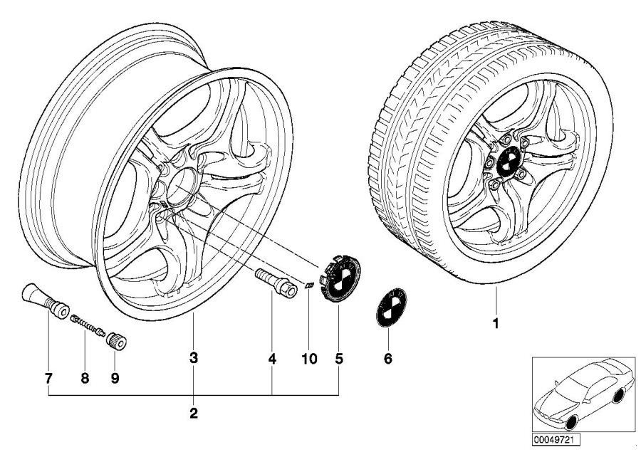 Le diagramme Jante M à doubles rayons (Styl. 68) pour votre BMW 330i  
