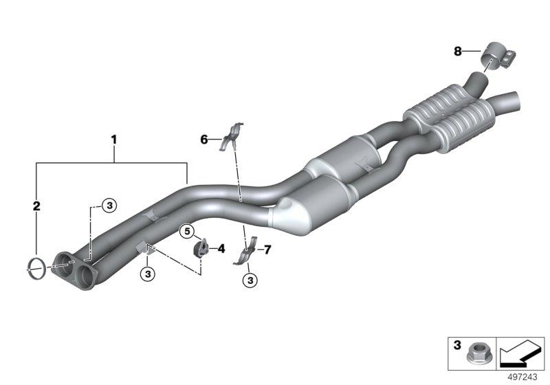 Diagram Catalytic converter/center muffler for your BMW