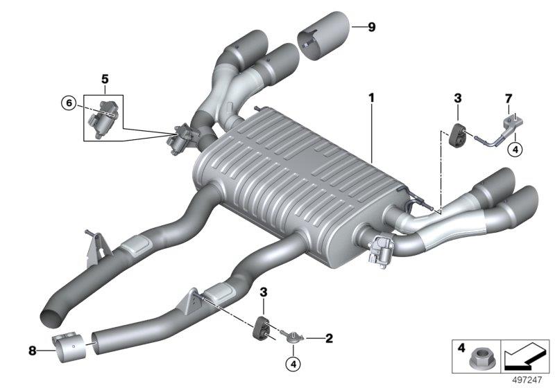 Diagram Exhaust system, rear for your 2002 BMW M3   