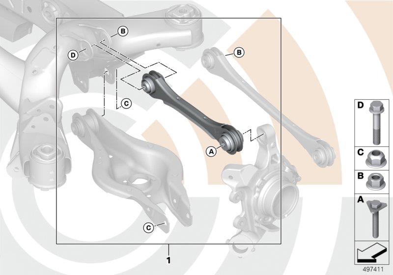 Diagram Repair kit for wishbone for your BMW M235i  