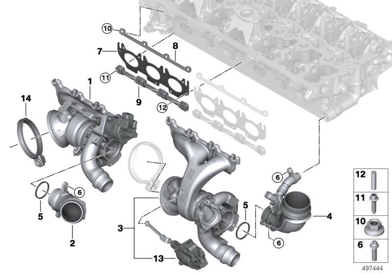 Diagram Turbocharger with exhaust manifold for your BMW X4  