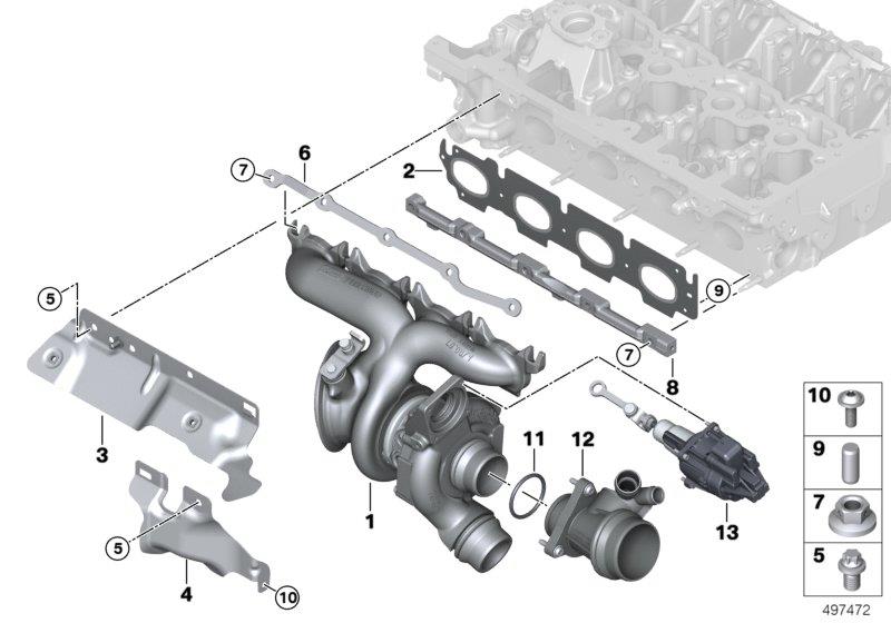 Diagram Turbocharger with exhaust manifold for your 2022 BMW 530eX Sedan  