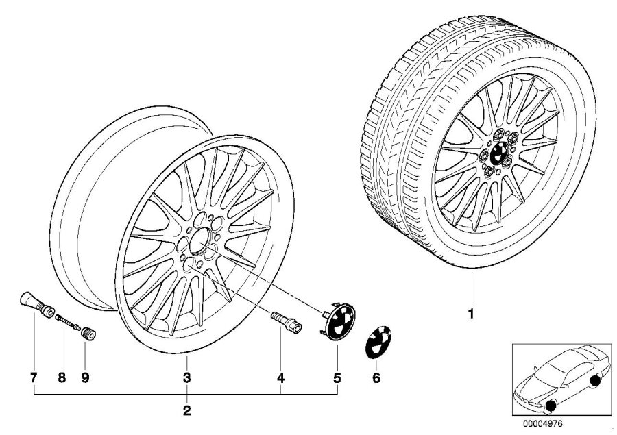 Le diagramme Jante à rayons radial (Styl. 32) pour votre BMW