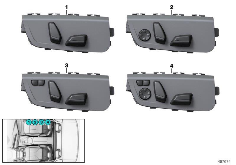 Diagram Seat adjustment switch, fr. passenger for your BMW