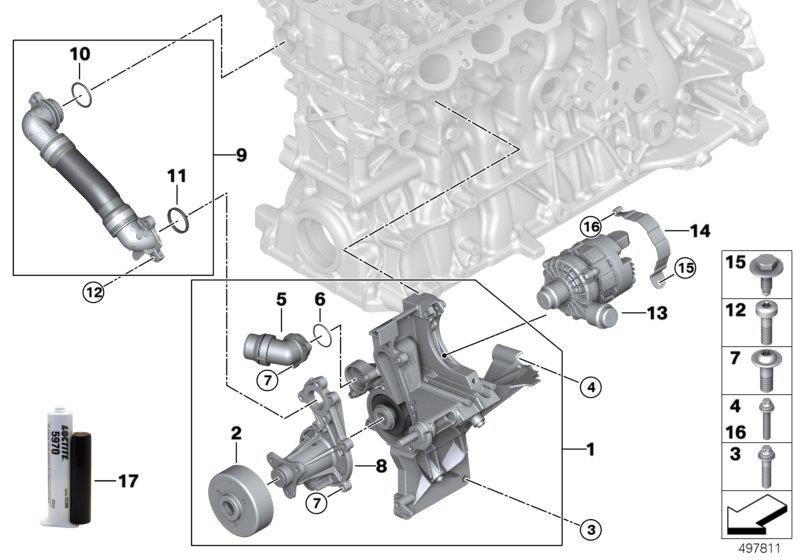 Diagram Cooling system-coolant pump for your 2014 BMW M6   