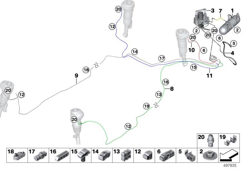 Diagram Levelling device/tubing/attaching parts for your BMW