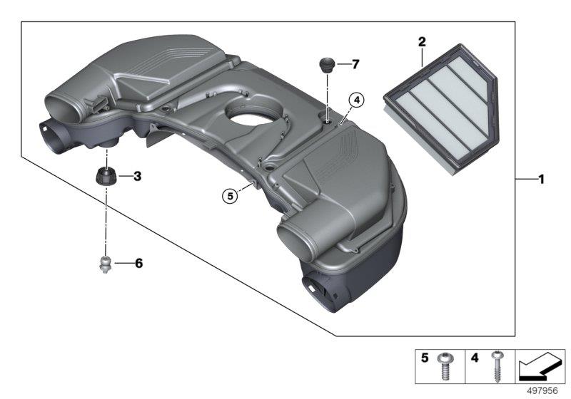Diagram Intake silencer / Filter cartridge Intake silencer / Filter cartridge for your 2008 BMW X3   