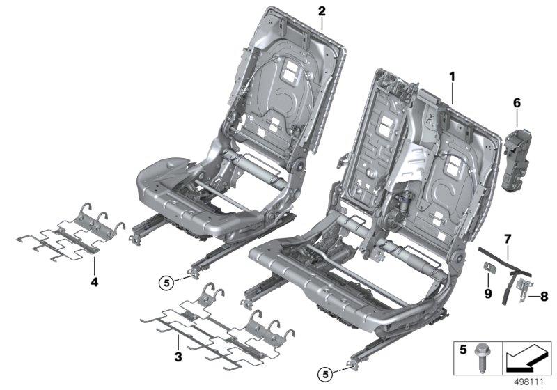 Diagram Seat, rear, seat frame, comfort seat for your BMW X5  