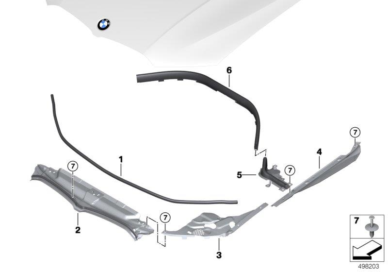 Diagram Hood seals for your BMW M6  