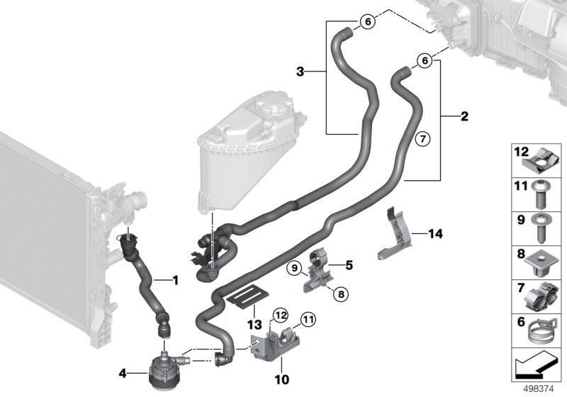 Diagram Cooling water hoses for your BMW