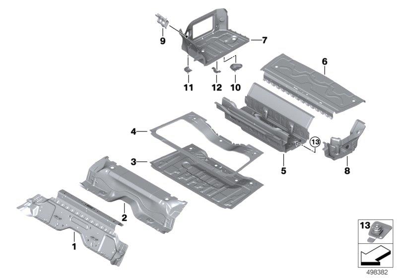 Diagram Mounting parts for trunk floor panel for your BMW
