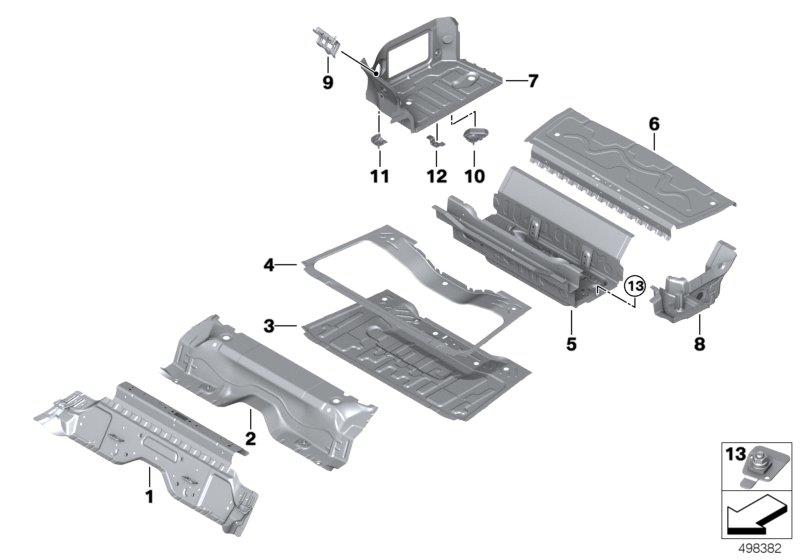 Diagram Mounting parts for trunk floor panel for your 2021 BMW M240iX  Coupe 