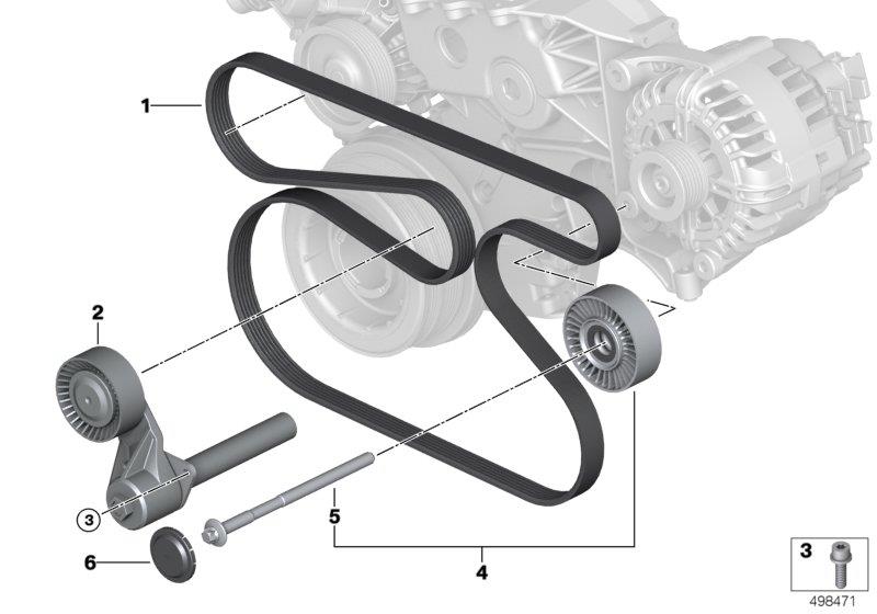 Diagram Belt Drive Water Pump/Alternator for your BMW M6  