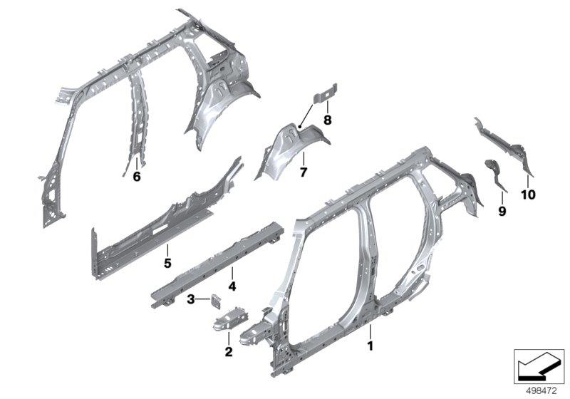 Diagram SINGLE COMPONENTS FOR BODY-SIDE FRAME for your MINI