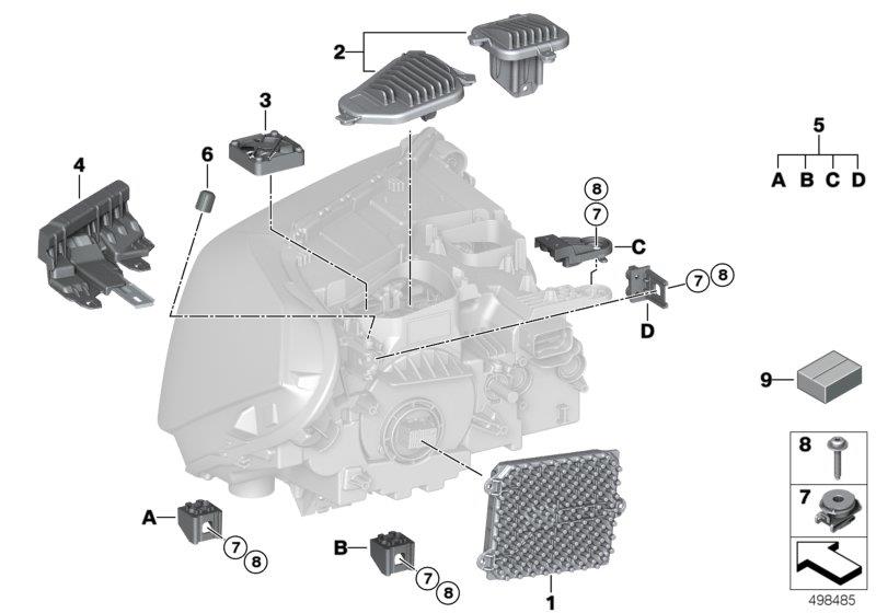 Diagram Single parts, headlight LED for your BMW