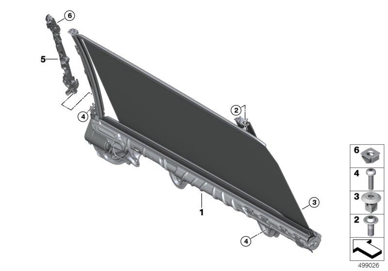 Diagram Roller sun vizor, rear door for your BMW