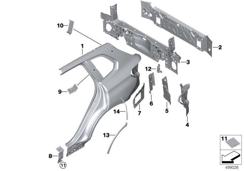 Diagram Side panel/tail trim for your BMW