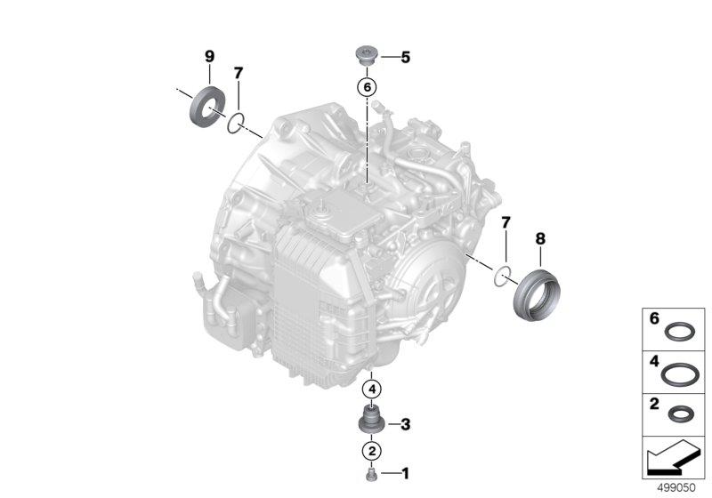 Diagram GA8G45AW mounted parts/seals for your BMW