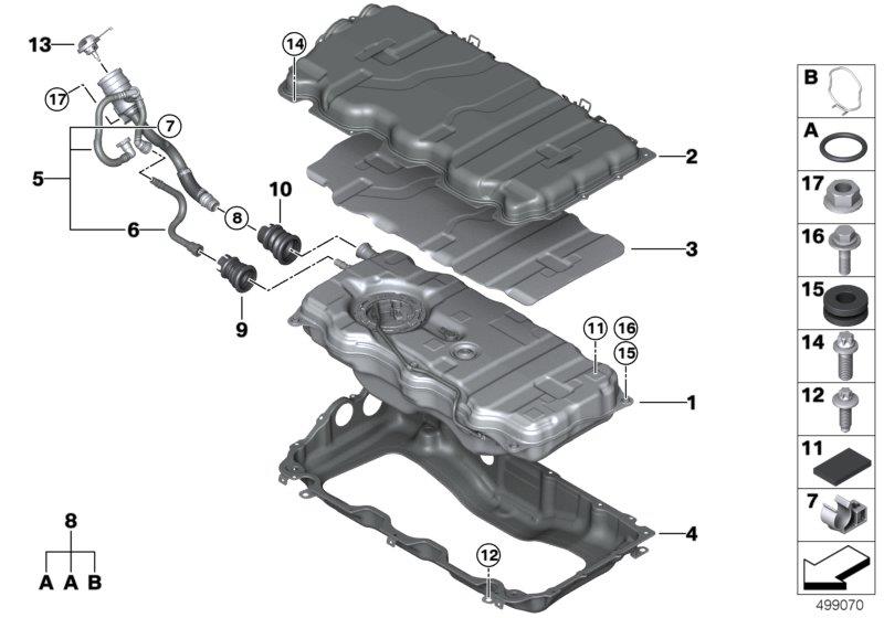 Diagram Fuel tank/mounting parts for your 1988 BMW M6   