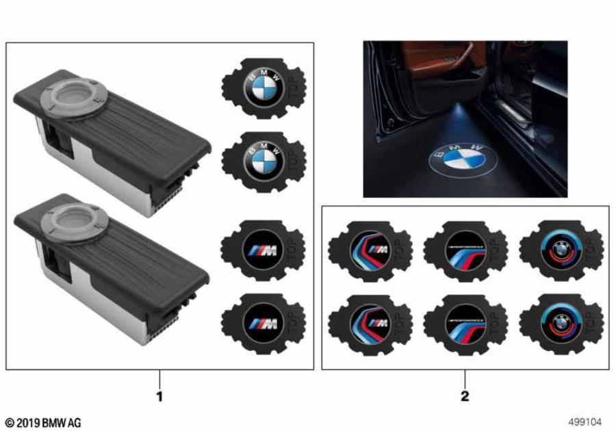 Diagram LED door projector for your BMW X1  
