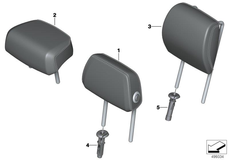 Diagram Ind. headrest, comfort seat, rear for your 2019 BMW M340i   