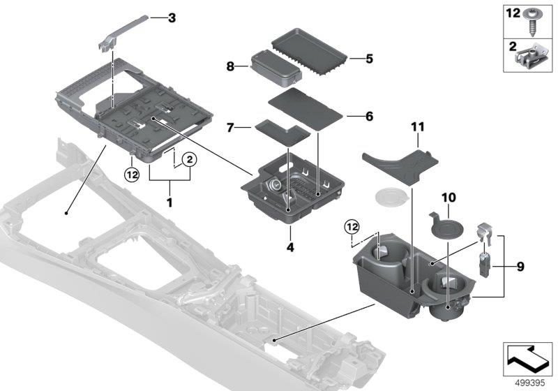 Diagram Storage tray, center console for your BMW M6  