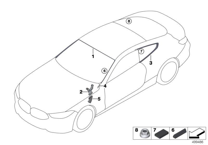 Diagram Window mounting parts for your BMW